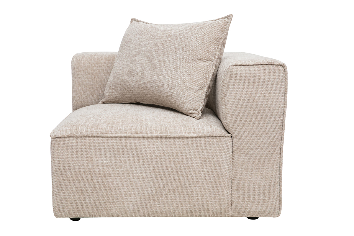 Rechtwinkliges Eckmodul f�r Sofa aus Stoff mit texturiertem Samteffekt Beige KERRY