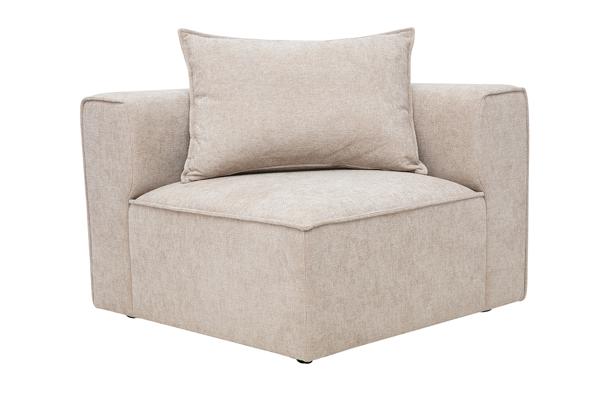 Rechtwinkliges Eckmodul f�r Sofa aus Stoff mit texturiertem Samteffekt Beige KERRY