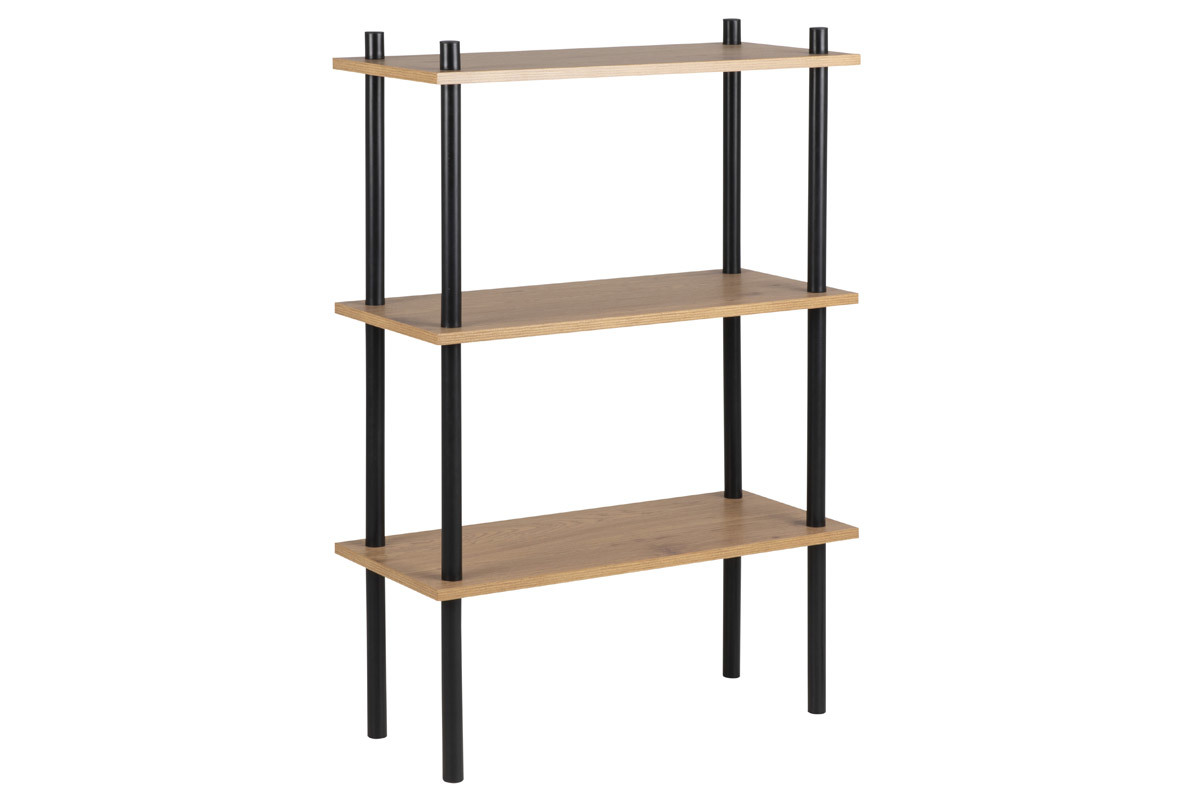 Regal aus schwarzem Metall und hellem Holz STAIR