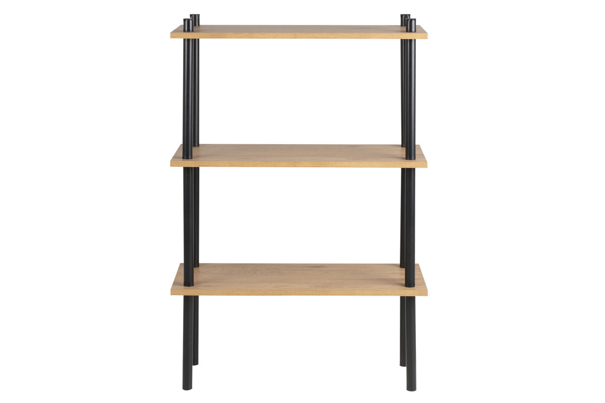 Regal aus schwarzem Metall und hellem Holz STAIR
