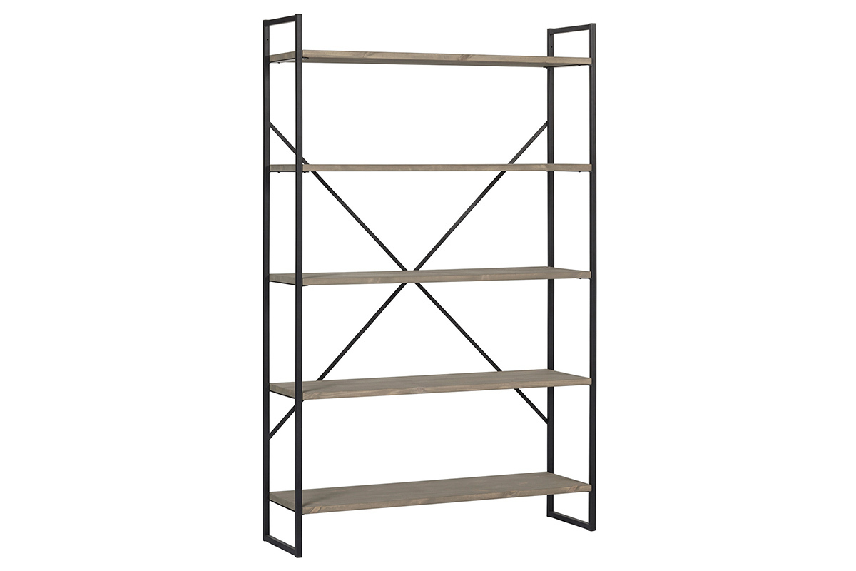 Regal B�cherregal industriell Metall und Kiefernholz CROSS