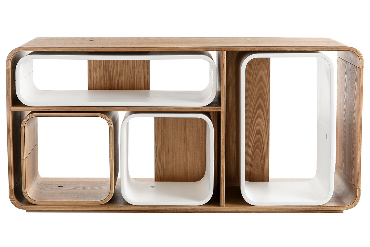 Regal modulierbar helles Holz und Wei BRICK