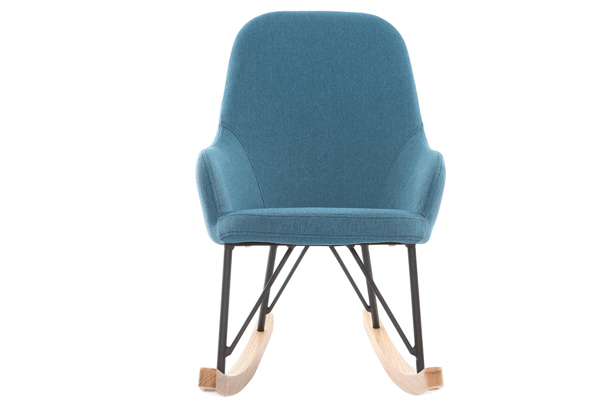 Relax-Sessel - Baby-Schaukelstuhl Stoff Blau Fe Metall und Esche JHENE