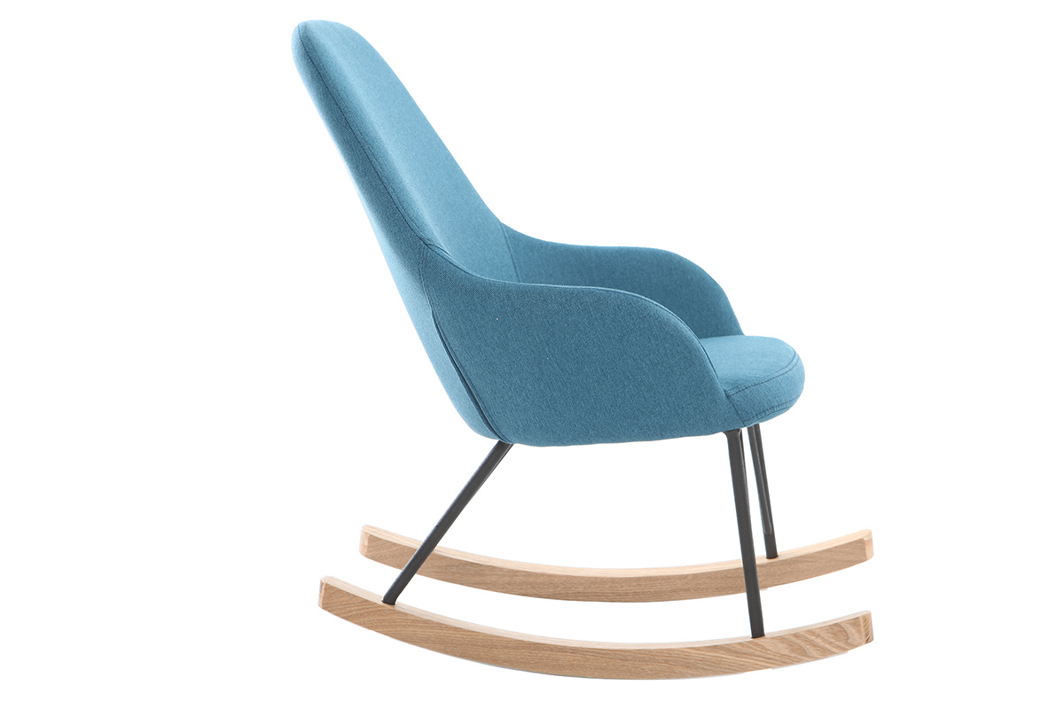 Relax-Sessel - Baby-Schaukelstuhl Stoff Blau Fe Metall und Esche JHENE