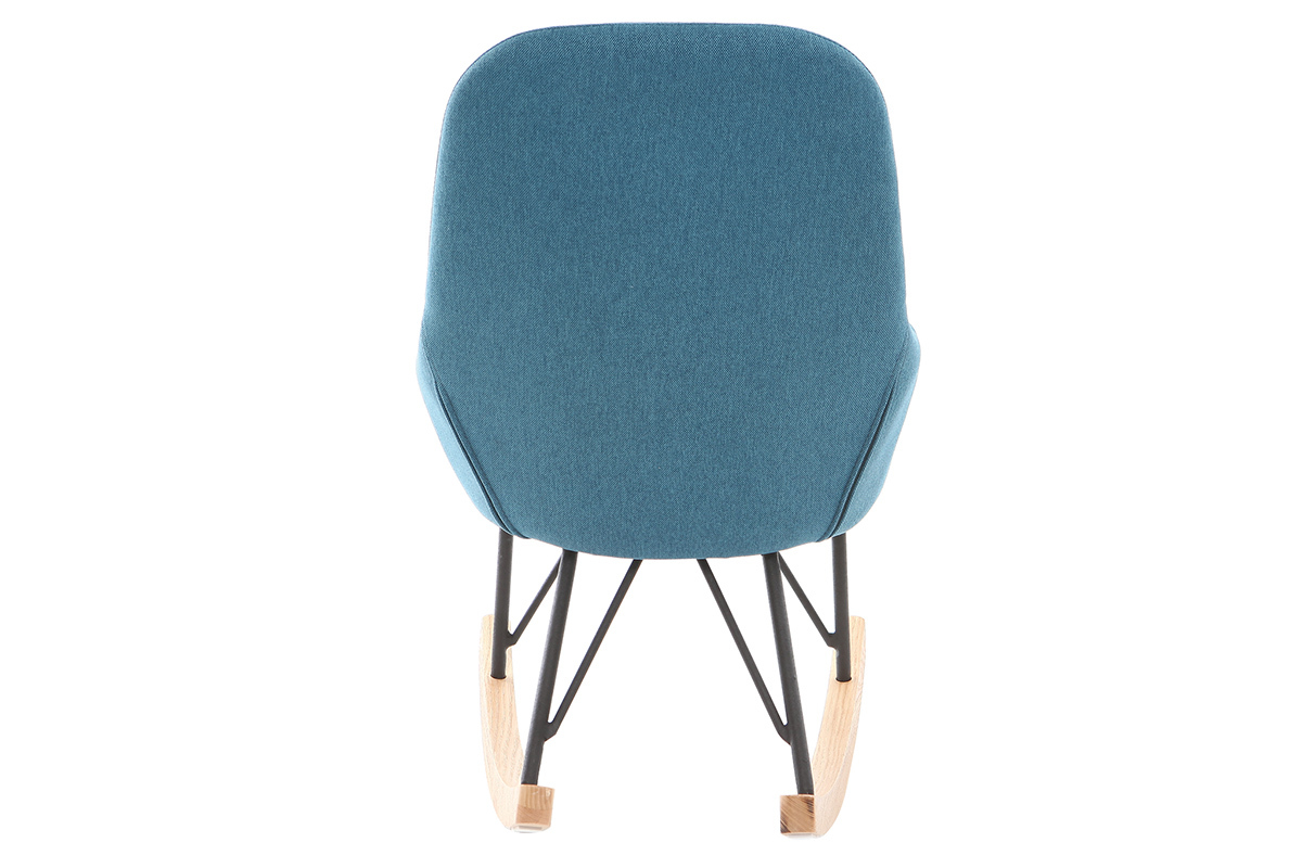 Relax-Sessel - Baby-Schaukelstuhl Stoff Blau Fe Metall und Esche JHENE