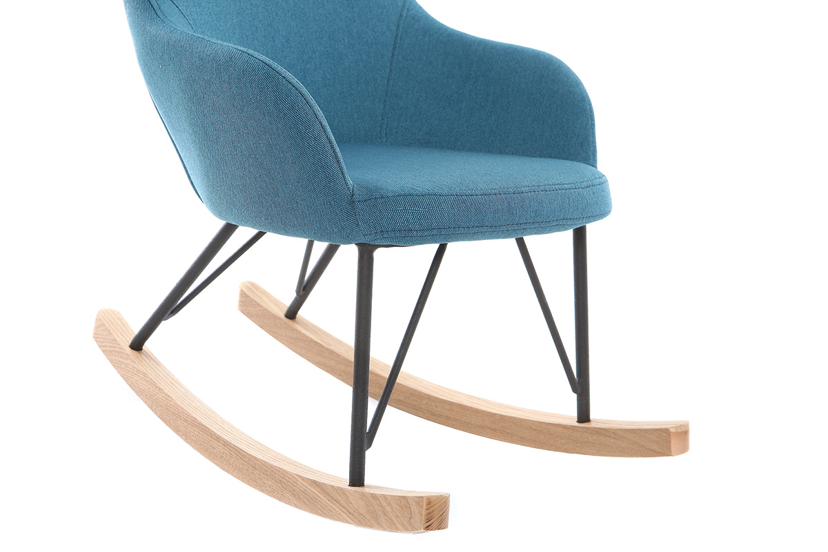 Relax-Sessel - Baby-Schaukelstuhl Stoff Blau Fe Metall und Esche JHENE