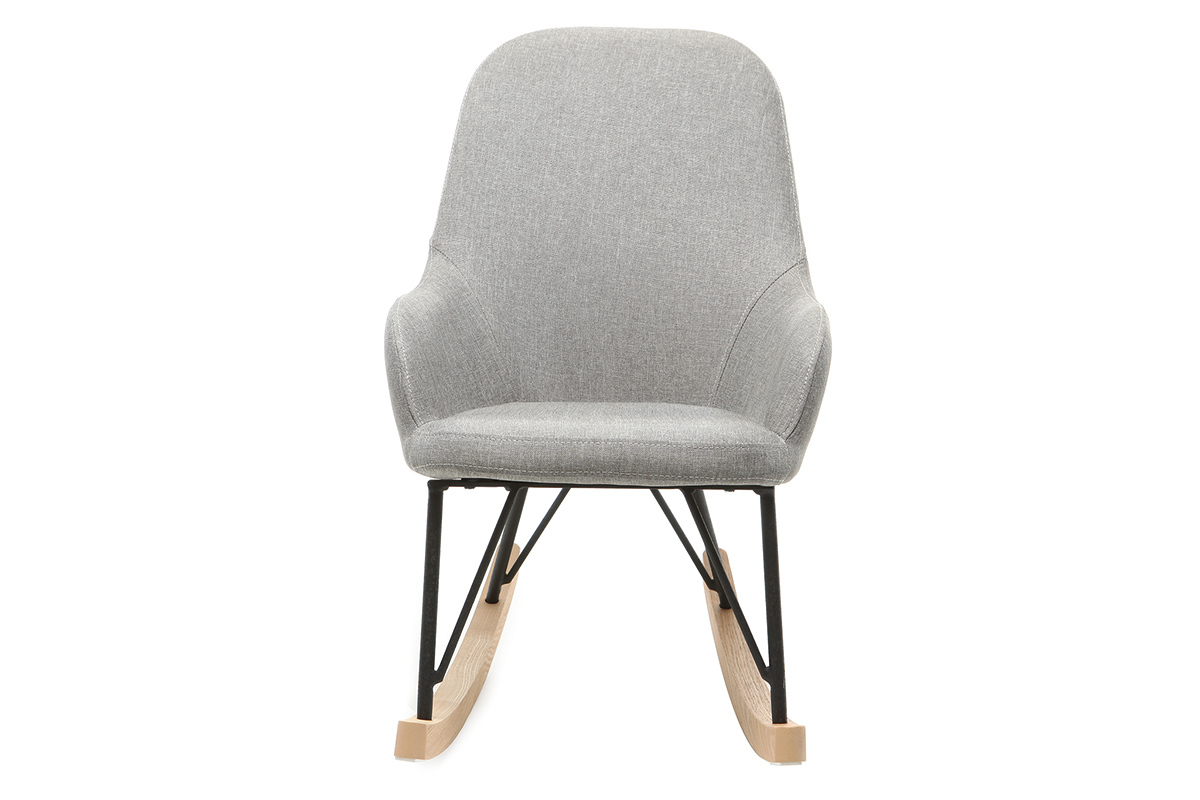 Relax-Sessel - Baby-Schaukelstuhl Stoff Grau Fe Metall und Esche JHENE
