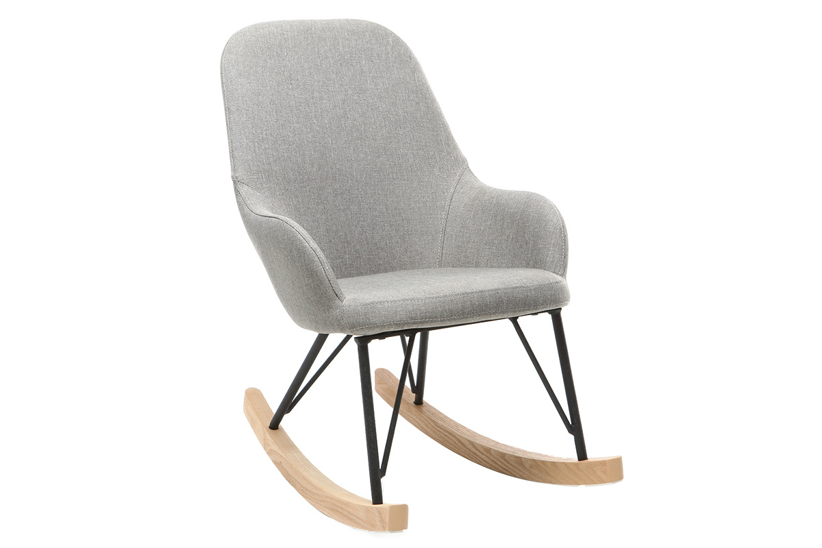 Relax-Sessel - Baby-Schaukelstuhl Stoff Grau Fe Metall und Esche JHENE