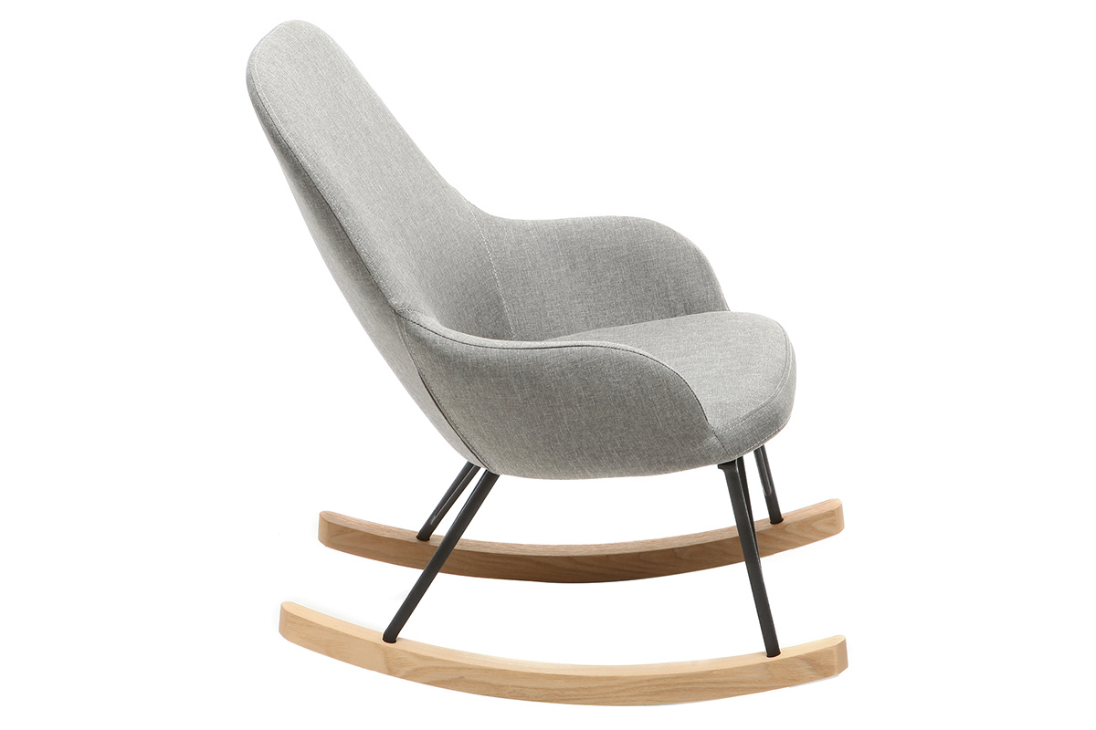 Relax-Sessel - Baby-Schaukelstuhl Stoff Grau Fe Metall und Esche JHENE