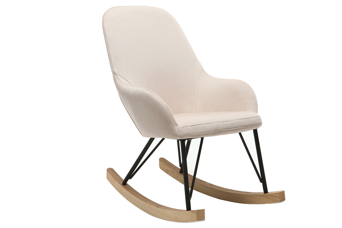 Relax-Sessel - Baby-Schaukelstuhl Stoff naturfarben Fe Metall und Esche JHENE