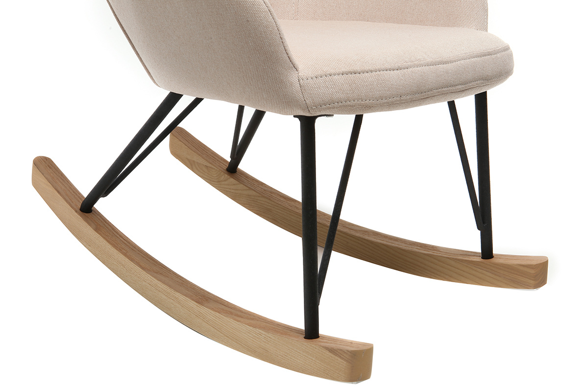 Relax-Sessel - Baby-Schaukelstuhl Stoff naturfarben Fe Metall und Esche JHENE