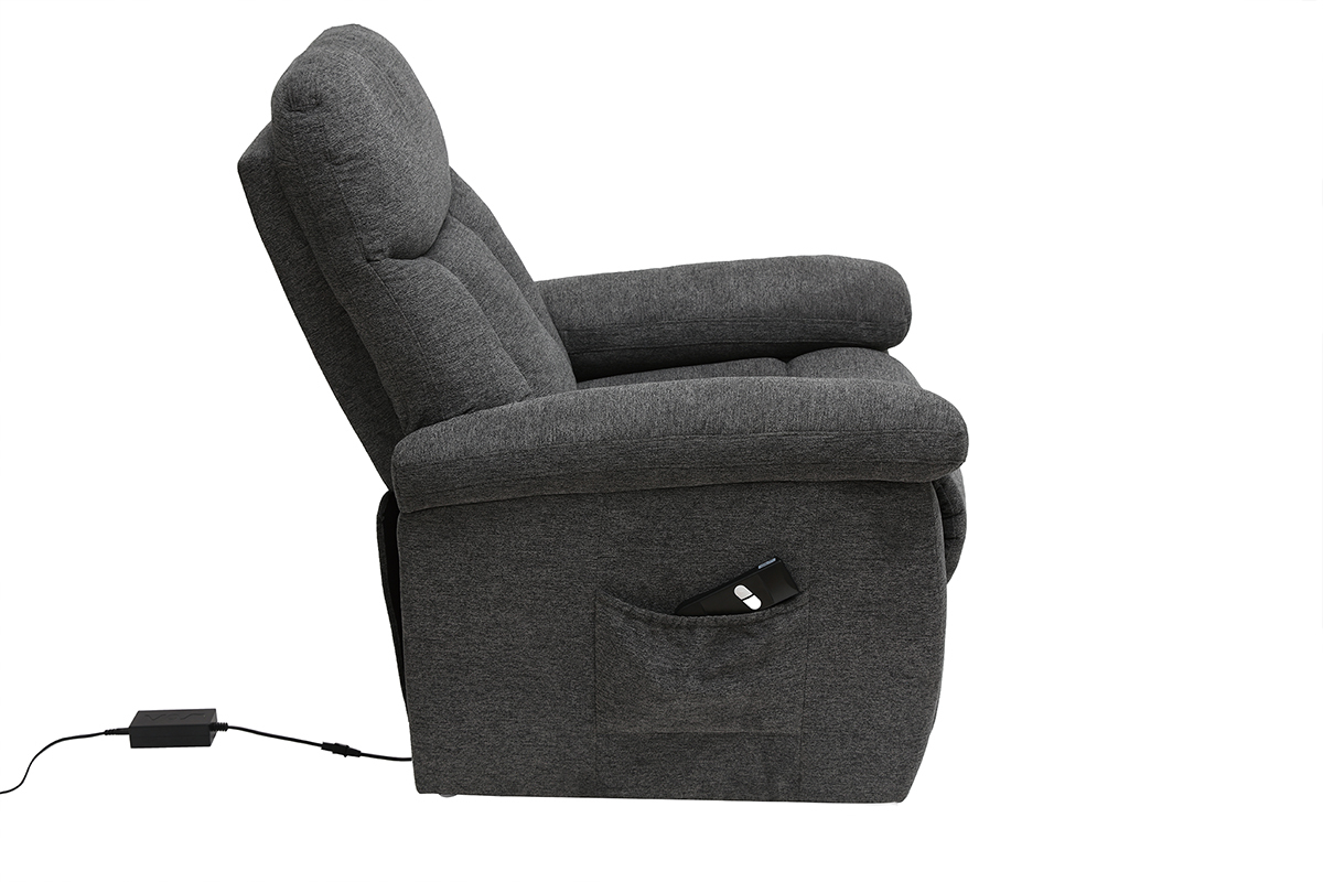 Relax-Sessel elektrisch neigbar aus grauem Stoff MOVIE