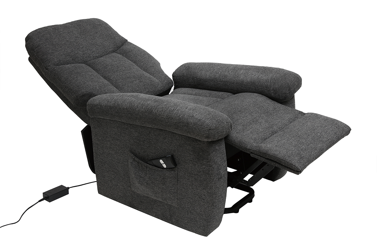 Relax-Sessel elektrisch neigbar aus grauem Stoff MOVIE