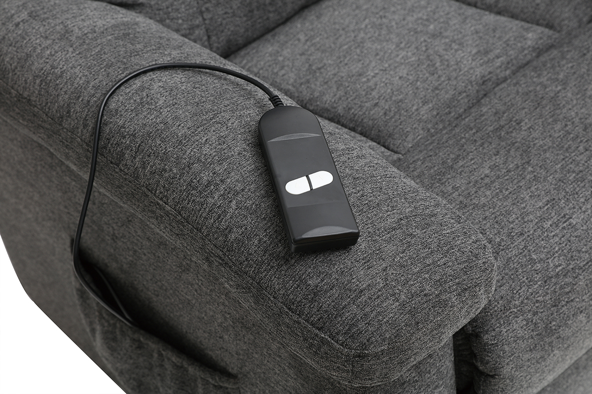 Relax-Sessel elektrisch neigbar aus grauem Stoff MOVIE