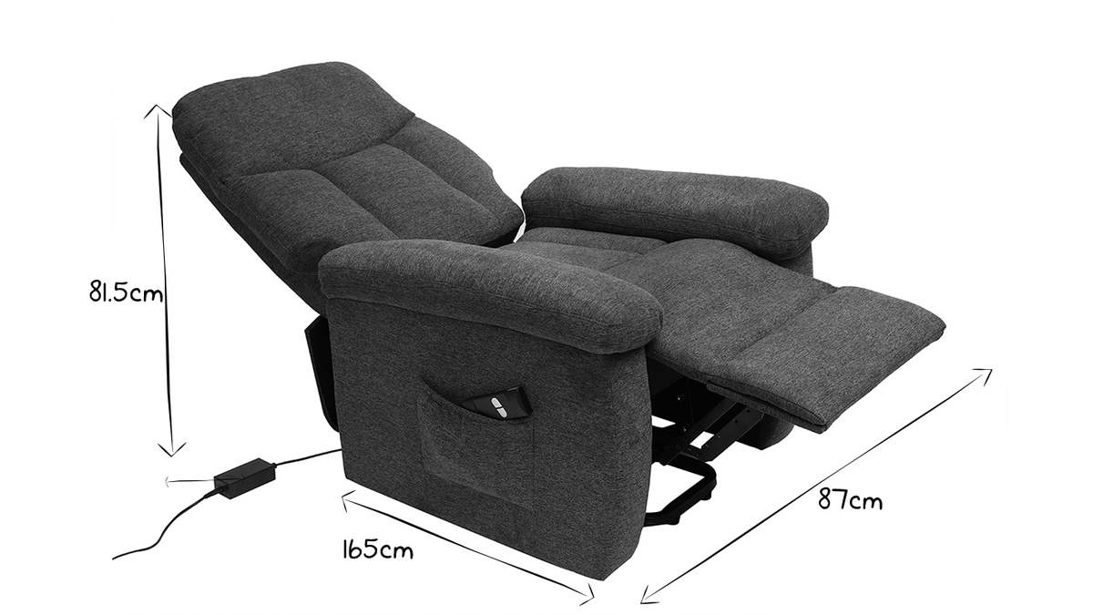 Relax-Sessel elektrisch neigbar aus grauem Stoff MOVIE