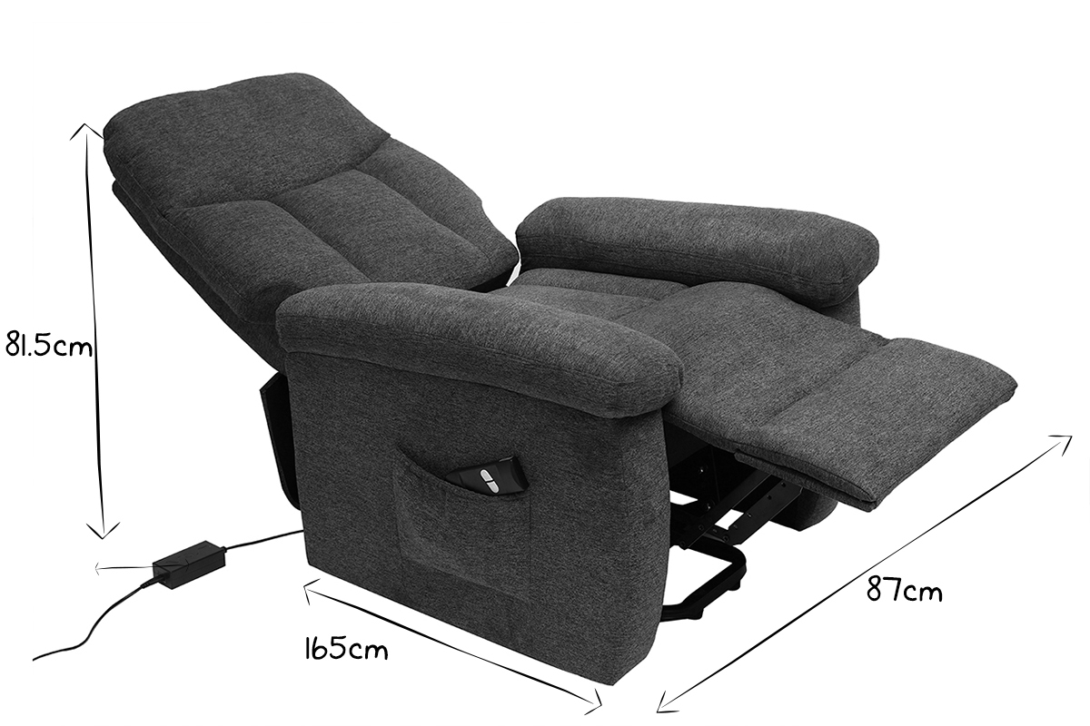 Relax-Sessel elektrisch neigbar aus grauem Stoff MOVIE