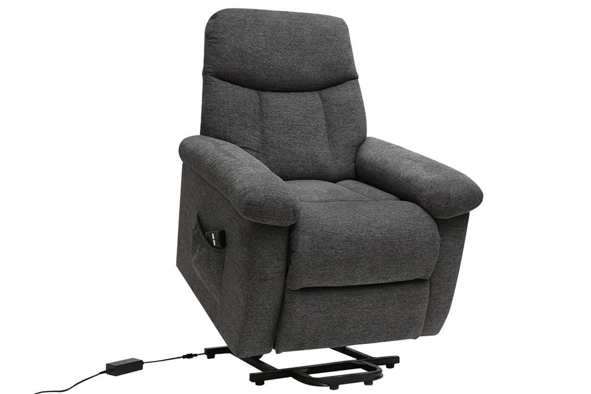 Relax-Sessel elektrisch neigbar aus grauem Stoff MOVIE