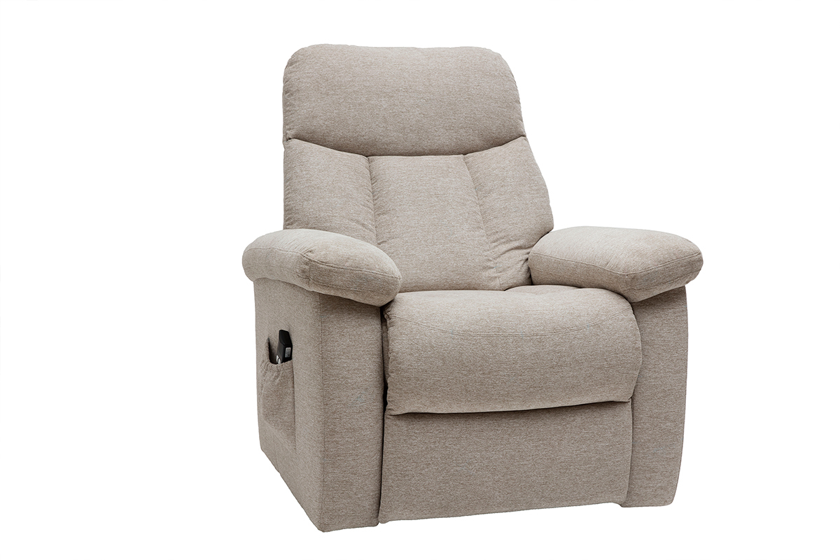 Relax-Sessel elektrisch neigbar crmefarbener Stoff MOVIE