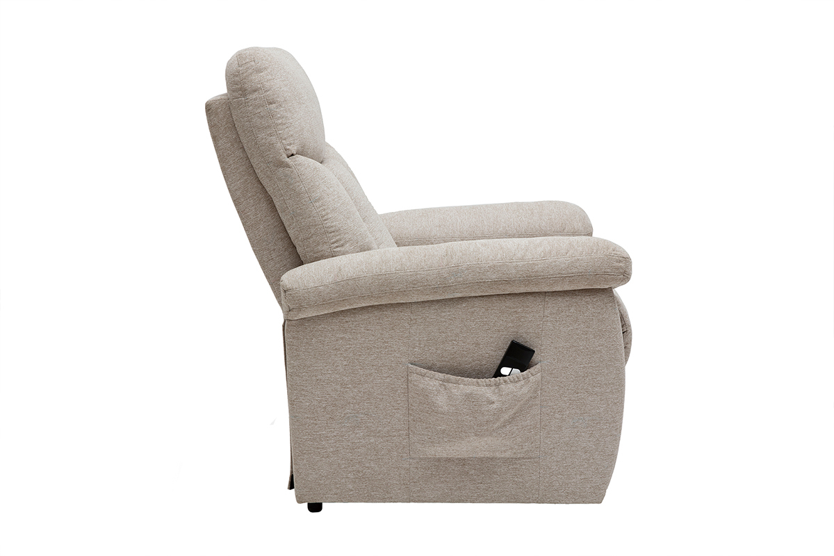 Relax-Sessel elektrisch neigbar crmefarbener Stoff MOVIE