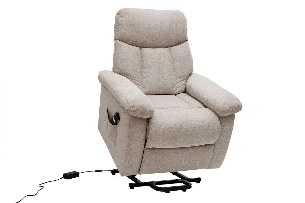Relax-Sessel elektrisch neigbar crmefarbener Stoff MOVIE