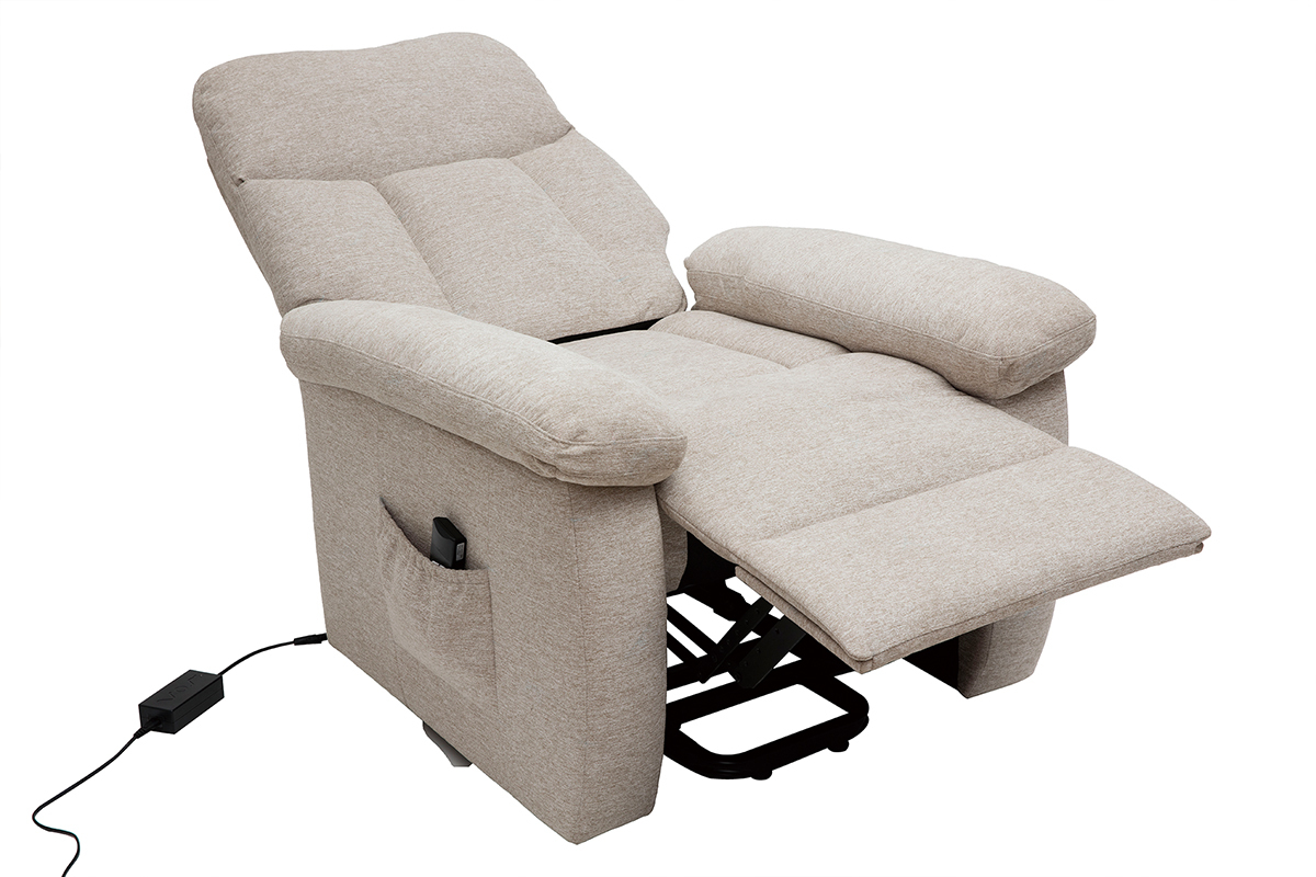 Relax-Sessel elektrisch neigbar crmefarbener Stoff MOVIE