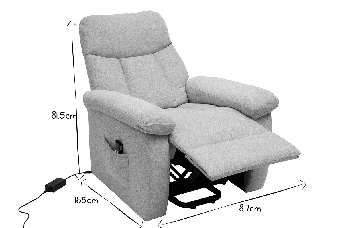 Relax-Sessel elektrisch neigbar crmefarbener Stoff MOVIE