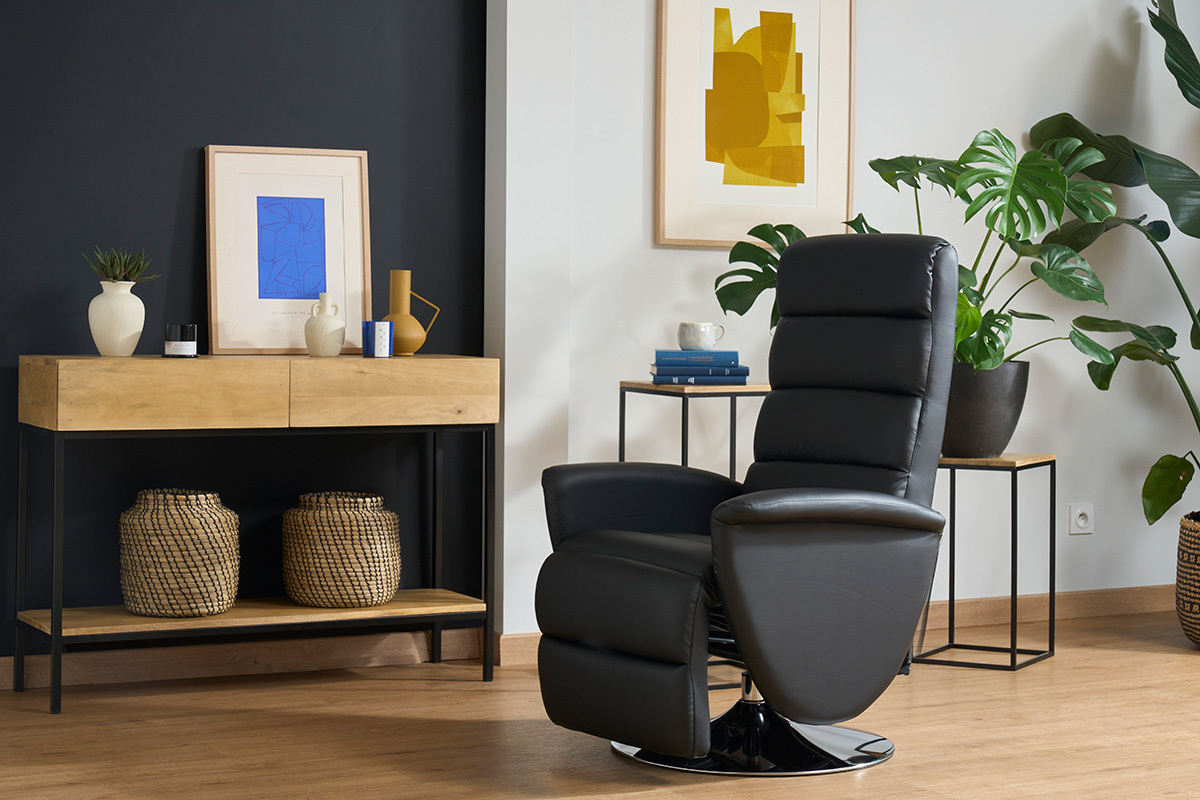 Relax-Sessel manuell verstellbar Schwarz NELSON