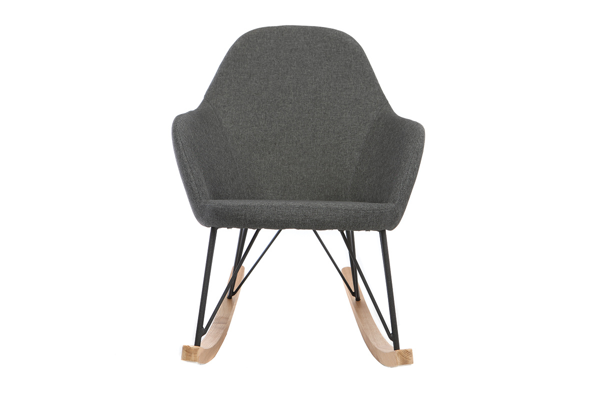 Relax-Sessel - Schaukelstuhl Stoff Anthrazitgrau Fe Metall und Esche JHENE