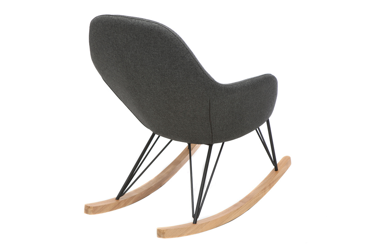 Relax-Sessel - Schaukelstuhl Stoff Anthrazitgrau Fe Metall und Esche JHENE