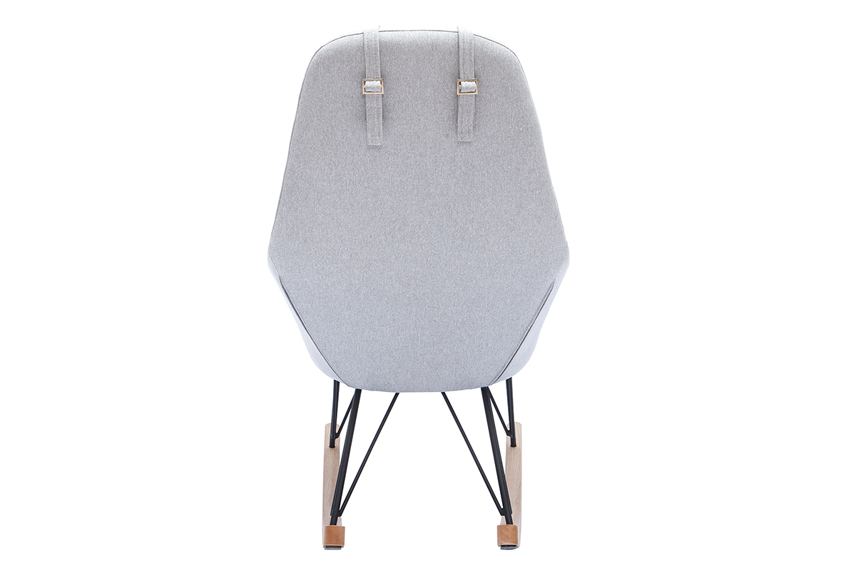 Relax-Sessel - Schaukelstuhl Stoff Grau Fe Metall und Esche JHENE