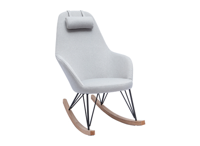 Relax-Sessel - Schaukelstuhl Stoff Grau Füße Metall und Esche JHENE