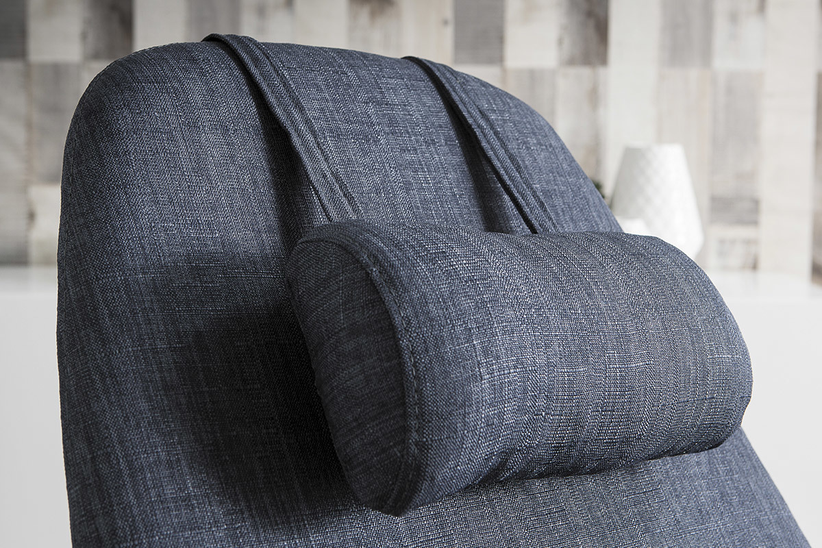 Relax-Sessel - Schaukelstuhl Stoff Graublau F��e Metall und Esche JHENE