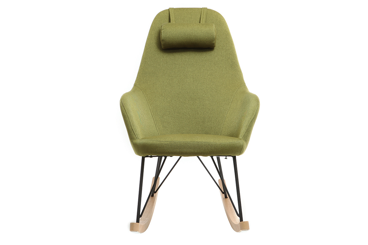 Relax-Sessel - Schaukelstuhl Stoff Grn Fe Metall und Esche JHENE