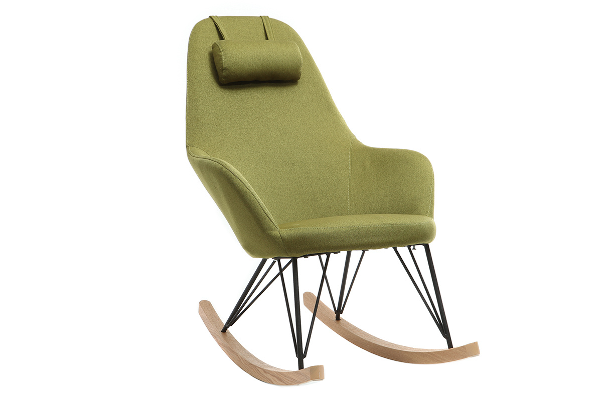 Relax-Sessel - Schaukelstuhl Stoff Grn Fe Metall und Esche JHENE