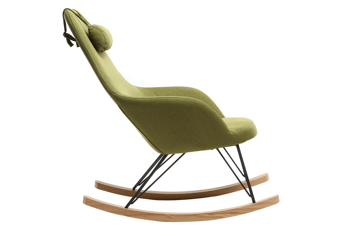 Relax-Sessel - Schaukelstuhl Stoff Grn Fe Metall und Esche JHENE