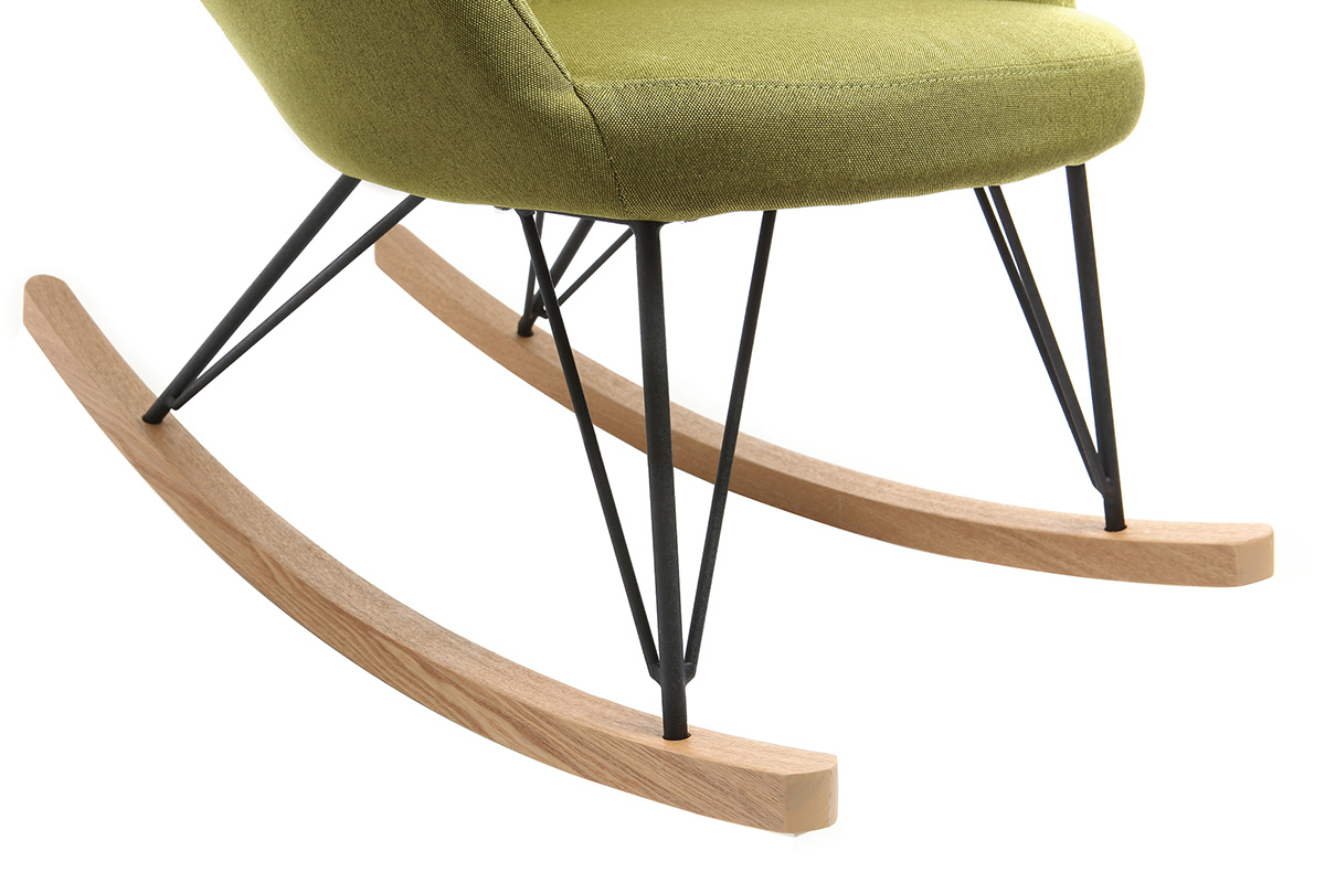 Relax-Sessel - Schaukelstuhl Stoff Grn Fe Metall und Esche JHENE