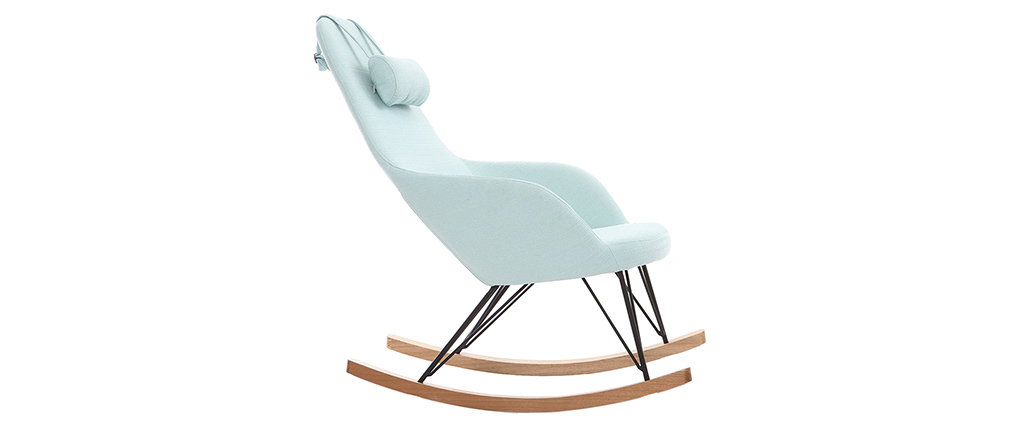 Relax-Sessel - Schaukelstuhl Stoff Meeresgrün Füße Metall und Esche JHENE