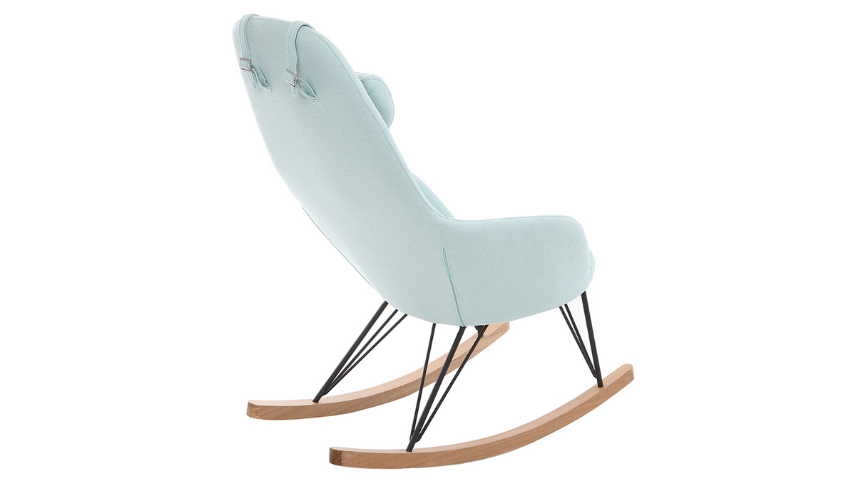Relax-Sessel - Schaukelstuhl Stoff Meeresgrün Füße Metall und Esche JHENE