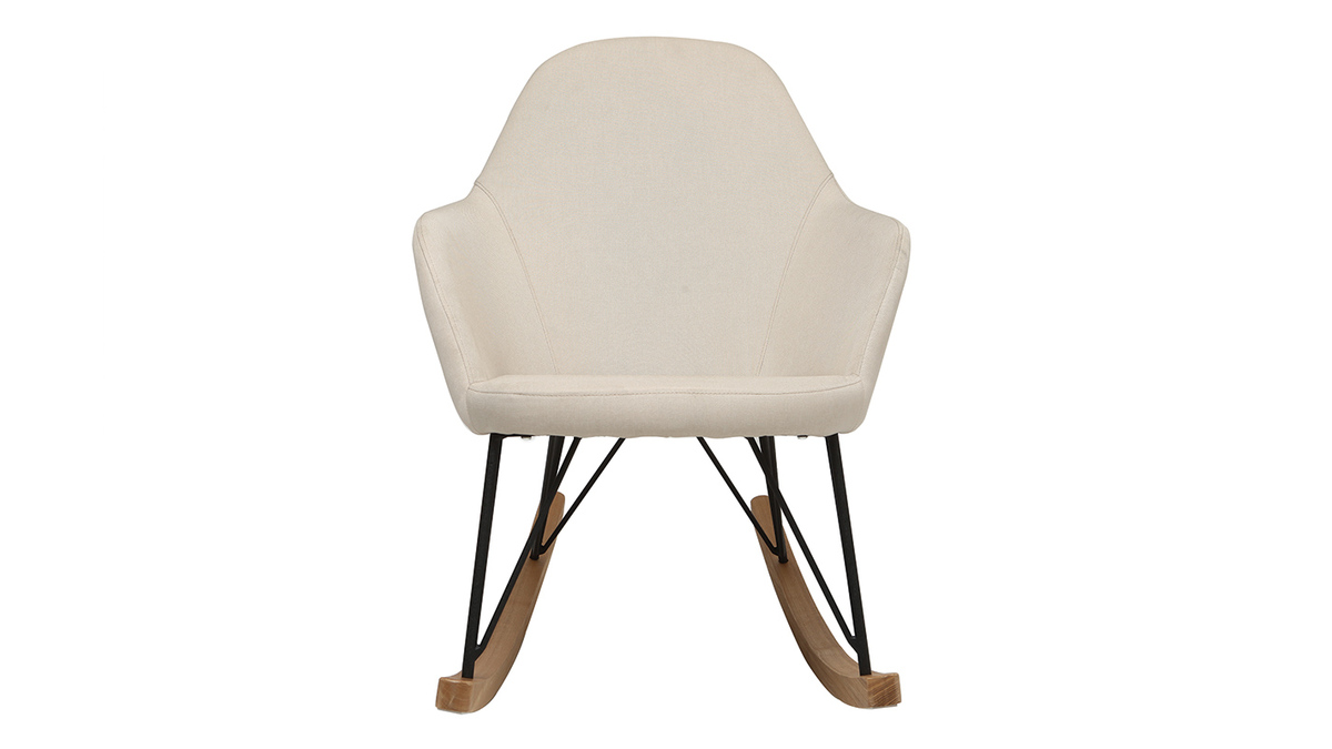 Relax-Sessel - Schaukelstuhl Stoff naturfarben Füße Metall und Esche JHENE