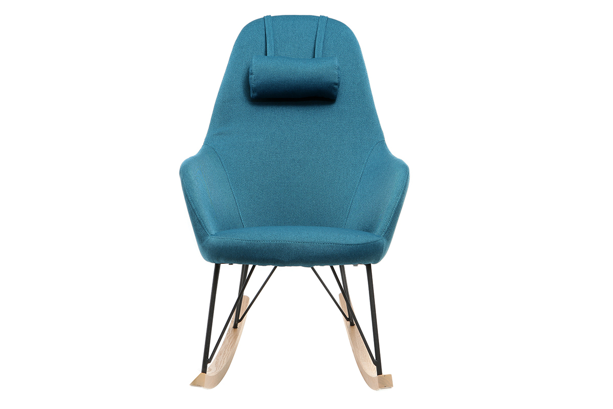 Relax-Sessel - Schaukelstuhl Stoff Petrolblau Fe Metall und Esche JHENE