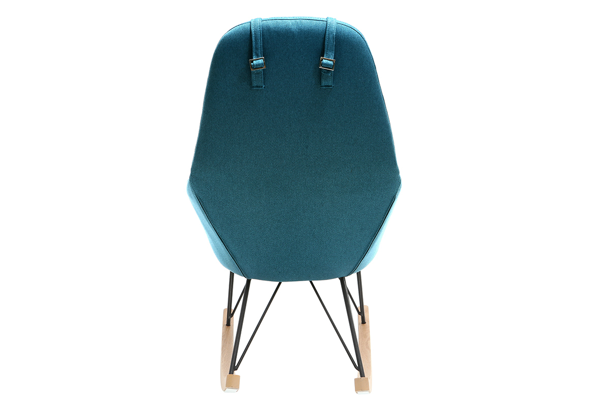 Relax-Sessel - Schaukelstuhl Stoff Petrolblau Fe Metall und Esche JHENE