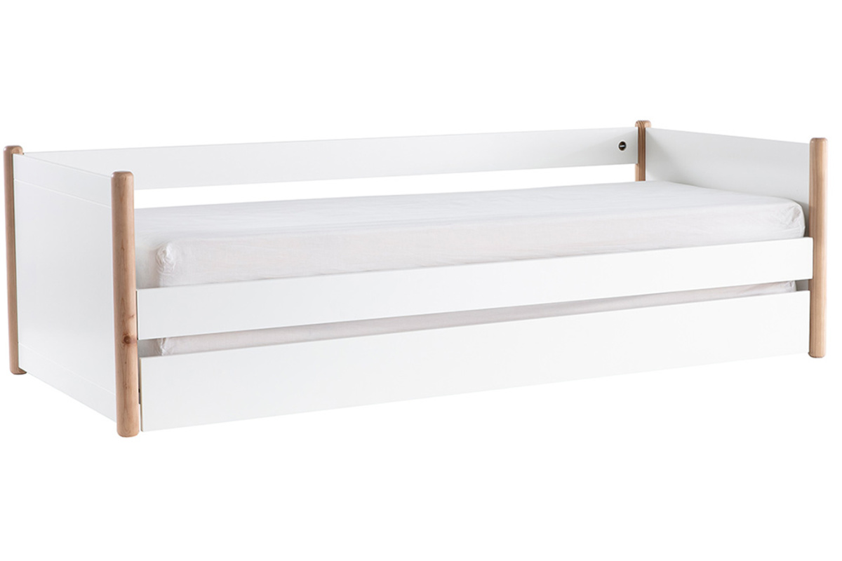 Rollbett wei und Holz 90 cm SIAMOI