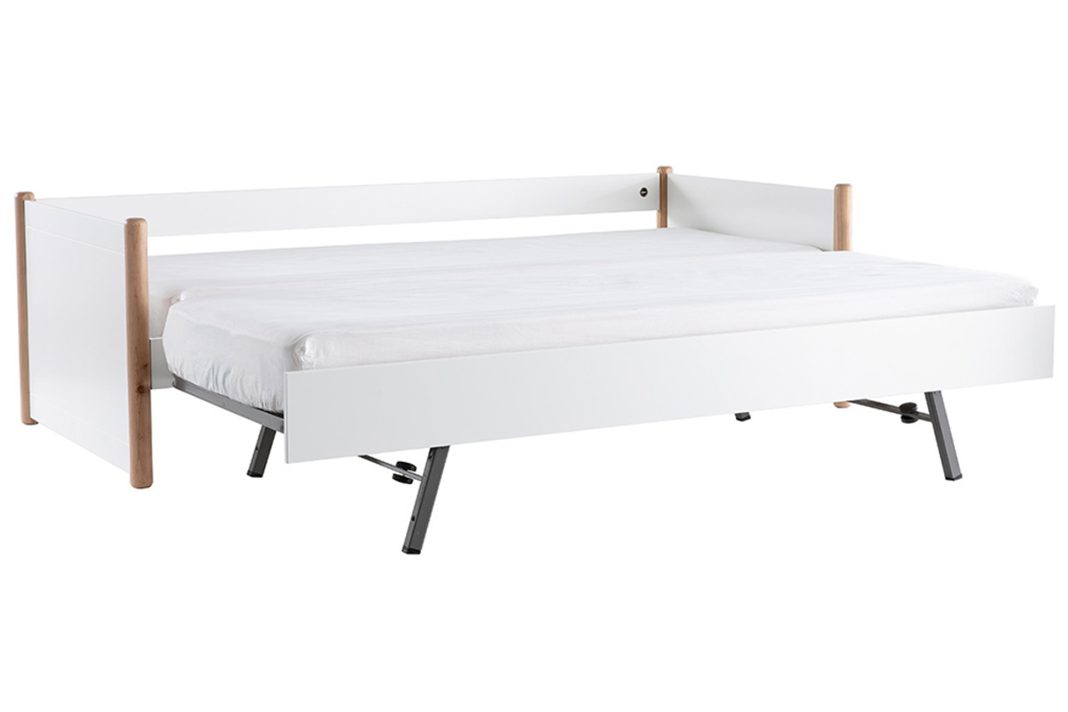 Rollbett wei und Holz 90 cm SIAMOI