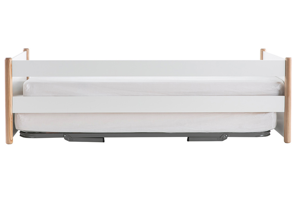 Rollbett wei und Holz 90 cm SIAMOI