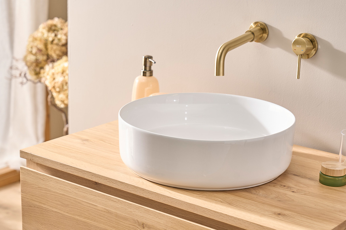 Runde wei�e Keramik-Aufsatzwaschbecken D40,5 cm ISLA