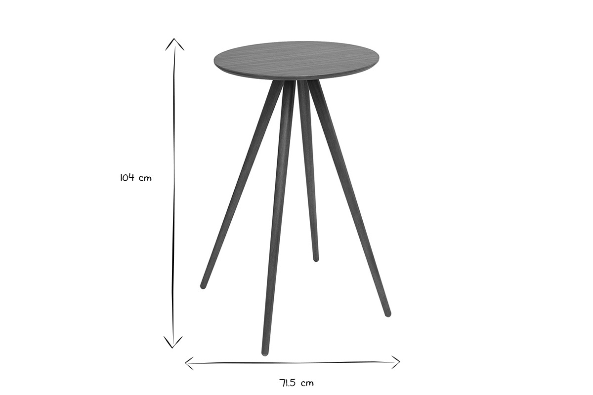 Abmessungen des runden NORDECO Stehtischs in Schwarz und Wei�, H�he 104 cm, Durchmesser 71,5 cm.