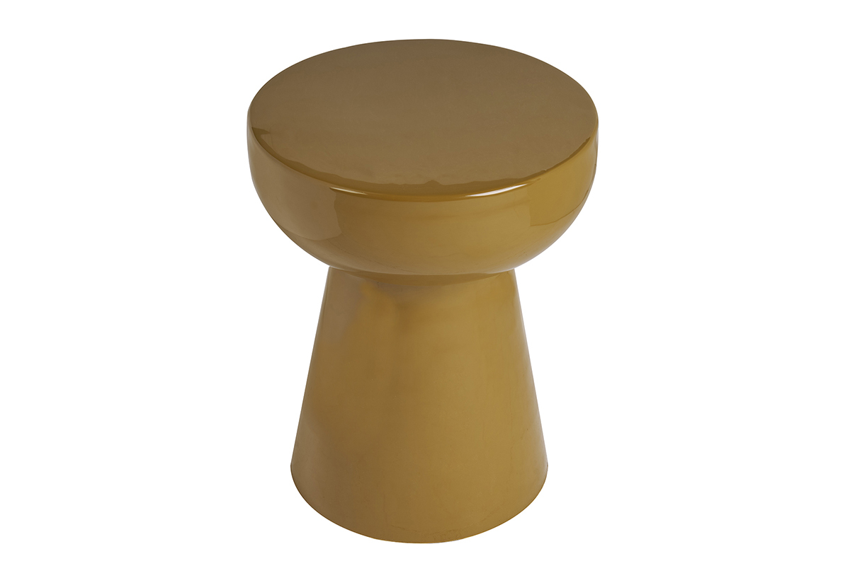 Runder Beistelltisch aus bronzefarbenem emailliertem Metall, Draufsicht.