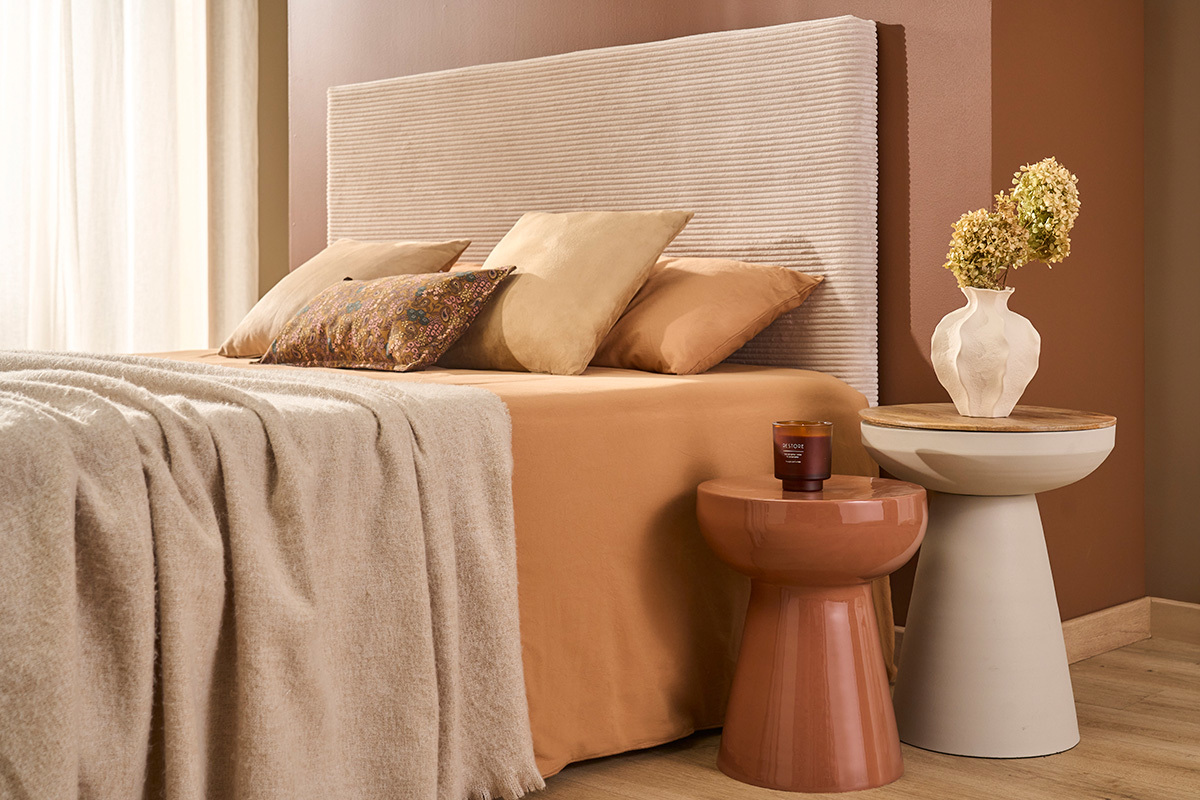 Runder Beistelltisch aus emailliertem Metall terrakotta D34 cm MOGOU