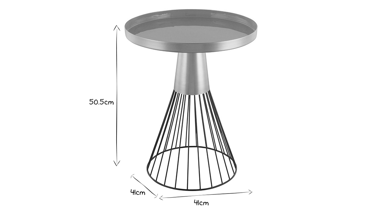 Runder Beistelltisch aus gelbem und goldfarben lackiertem Stahl D 41 cm SPLEEN