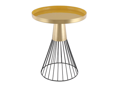 Runder Beistelltisch aus gelbem und goldfarben lackiertem Stahl D 41 cm SPLEEN